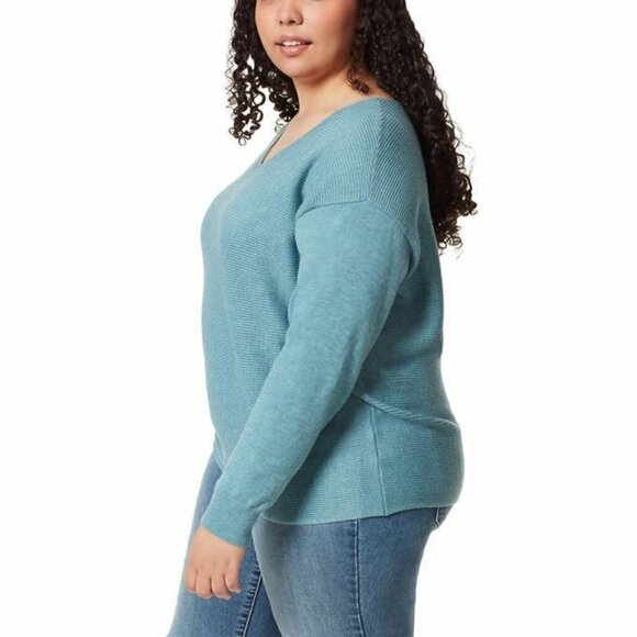 NWT Ella Moss PLUS Soft Ribbed Knit V-Neck Pullover Top Sweater - Picture 3 of 8